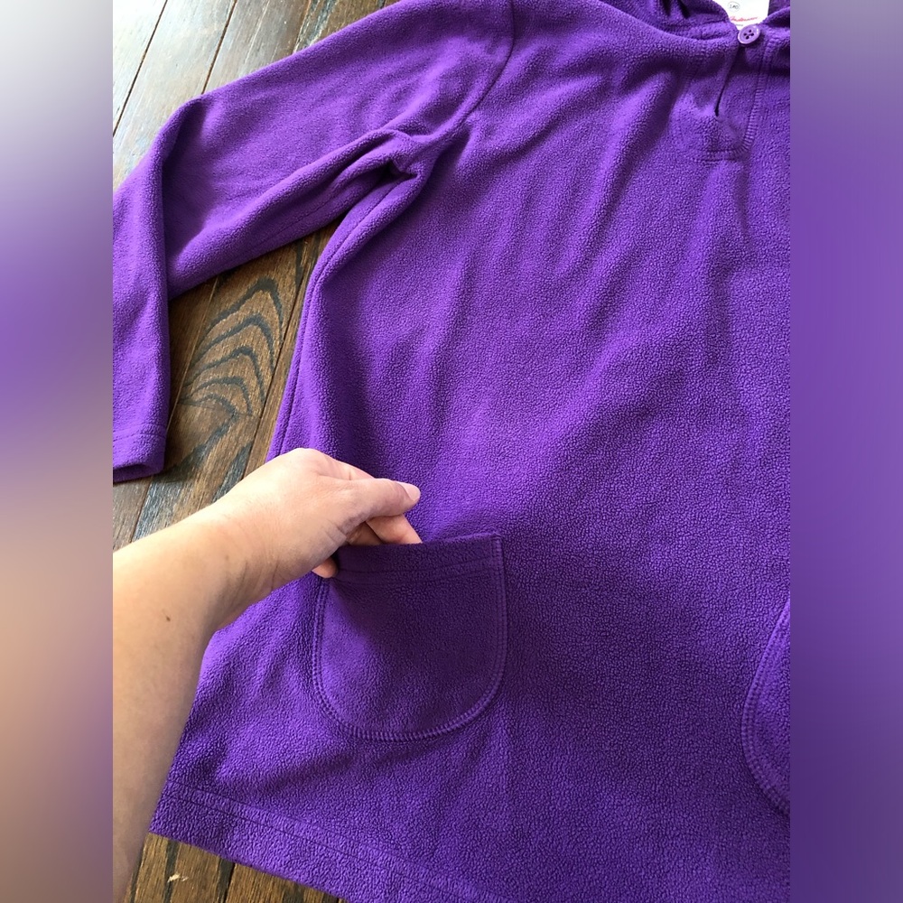 Hanna Andersson Girls 10 Purple Oversized Fleece Hooded Sweatshirt w/Pockets - Picture 6 of 11